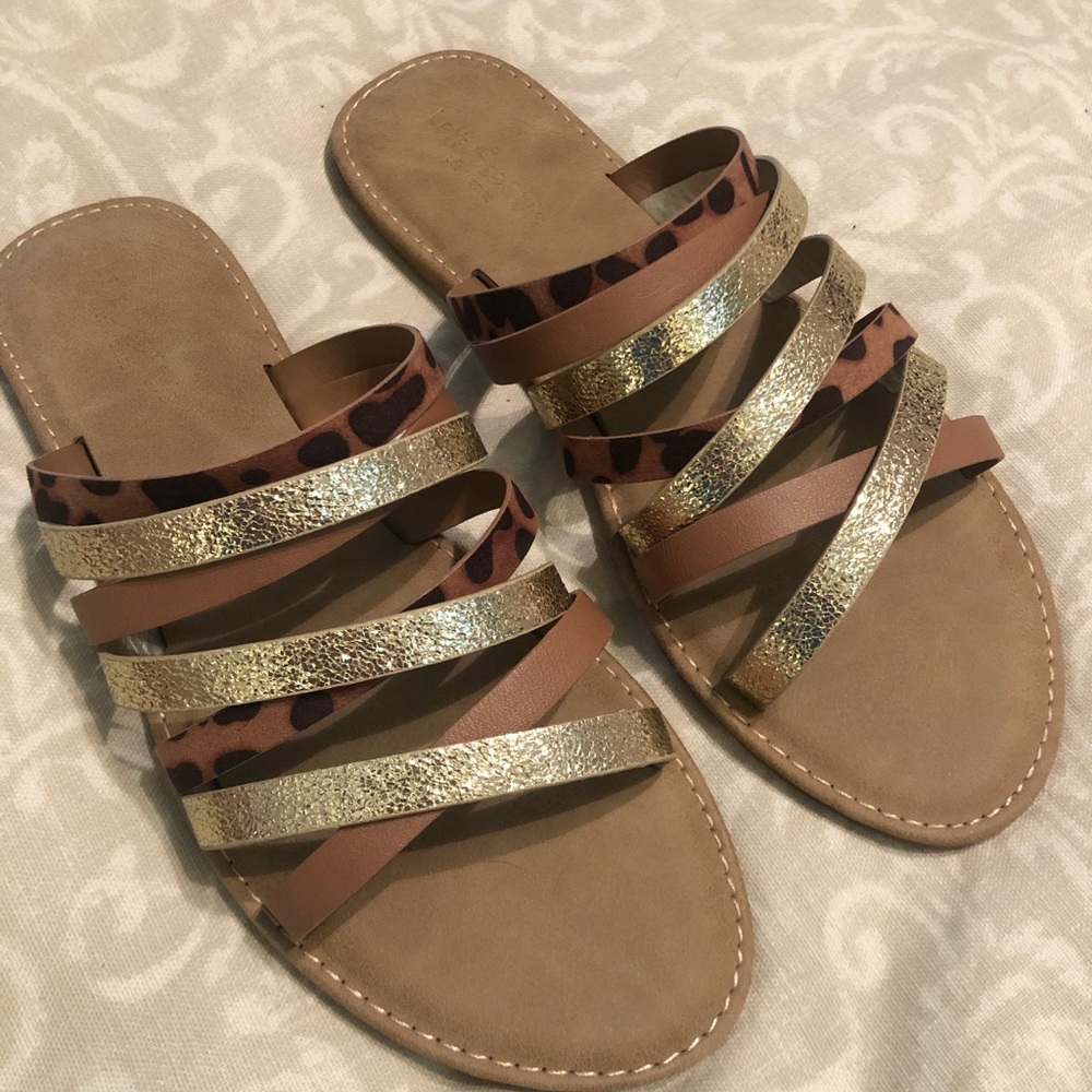 Leopard and gold sandals